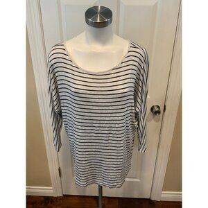 Soft Joie Gray & White Striped Long Sleeve T-Shirt, Size Small